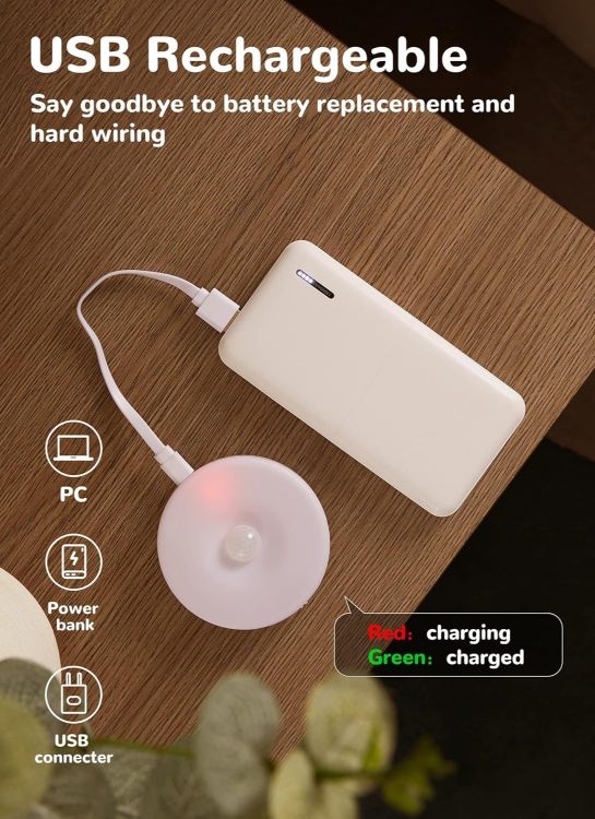Picture of Homelist Motion Sensor Lights Indoor Rechargeable, 3 Pack Wireless Wall Night Light, LED Battery Operated Cupboard Puck Lighting for Stair, Bedroom, Bathroom, Kitchen Under Cabinet