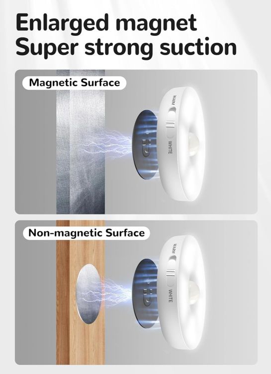 Picture of Homelist Motion Sensor Lights Indoor Rechargeable, 3 Pack Wireless Wall Night Light, LED Battery Operated Cupboard Puck Lighting for Stair, Bedroom, Bathroom, Kitchen Under Cabinet
