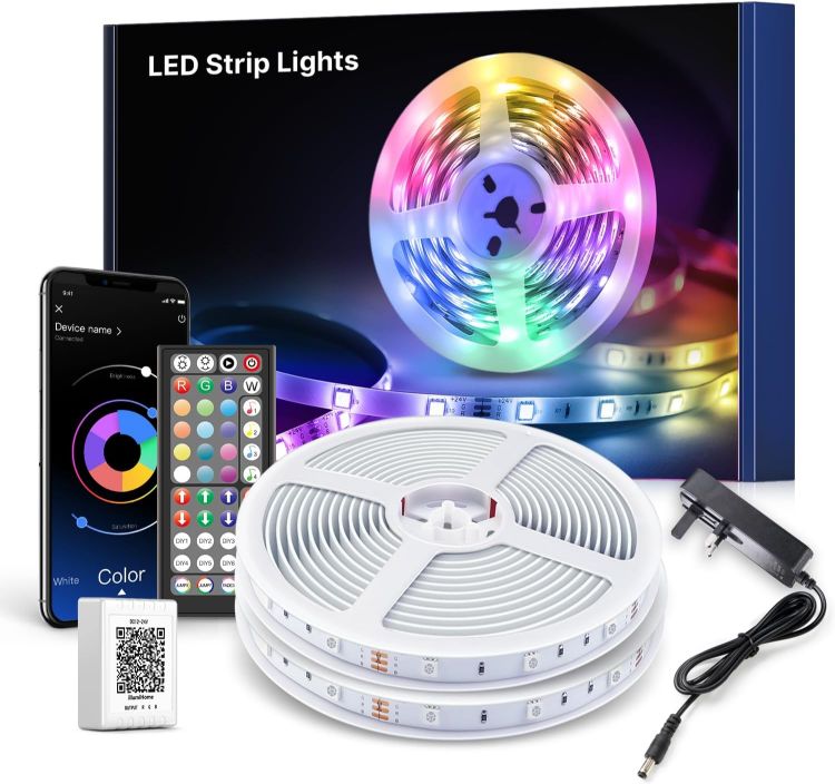 Picture of 30M LED Strip Lights, Ultra Long Bluetooth RGB Light Strips with Remote & App Control, Colour Changing Tape Lights, Music Sync Dimmable Lighting for Bedroom, Living Room, Gaming Room & Christmas Decor [Energy Class A]
