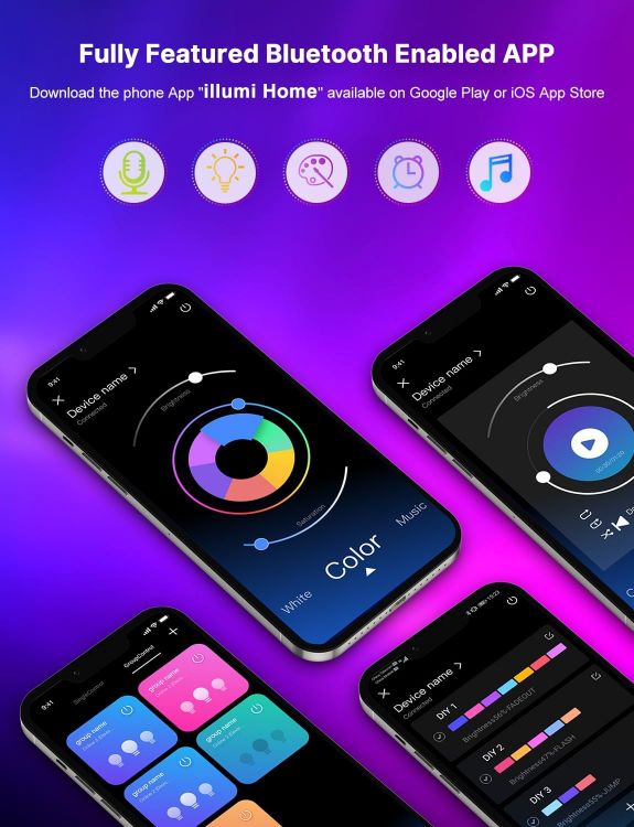 Picture of 30M LED Strip Lights, Ultra Long Bluetooth RGB Light Strips with Remote & App Control, Colour Changing Tape Lights, Music Sync Dimmable Lighting for Bedroom, Living Room, Gaming Room & Christmas Decor [Energy Class A]