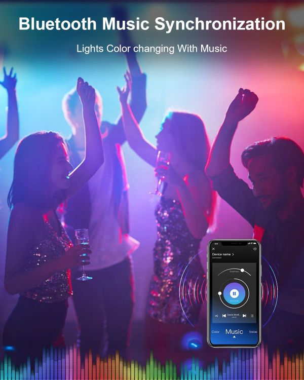 Picture of 30M LED Strip Lights, Ultra Long Bluetooth RGB Light Strips with Remote & App Control, Colour Changing Tape Lights, Music Sync Dimmable Lighting for Bedroom, Living Room, Gaming Room & Christmas Decor [Energy Class A]