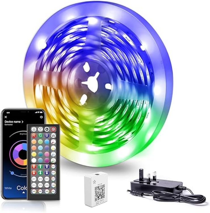 Picture of 30M LED Strip Lights, Ultra Long Bluetooth RGB Light Strips with Remote & App Control, Colour Changing Tape Lights, Music Sync Dimmable Lighting for Bedroom, Living Room, Gaming Room & Christmas Decor [Energy Class A]