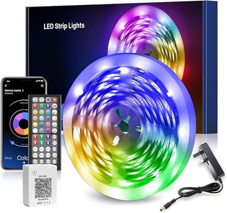 Picture of 30M LED Strip Lights, Ultra Long Bluetooth RGB Light Strips with Remote & App Control, Colour Changing Tape Lights, Music Sync Dimmable Lighting for Bedroom, Living Room, Gaming Room & Christmas Decor [Energy Class A]