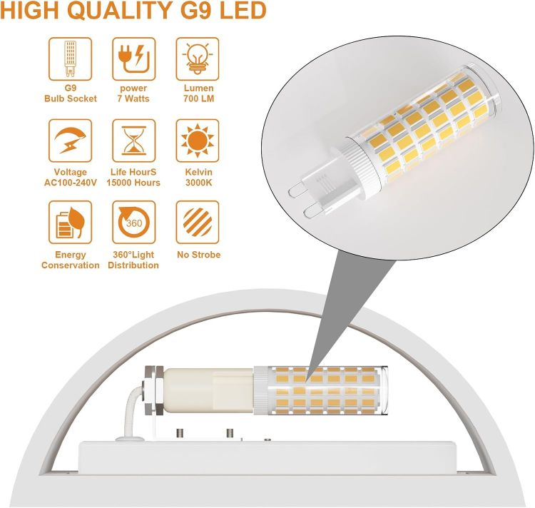 Picture of LED Wall Lights Indoor Modern White Plaster Wall Wash Lights 7W Warm White LED Sconce Up and Down Wall Lamp for Living Room, Bedroom, Hallway (G9 LED Bulb Include) [Energy Class D]