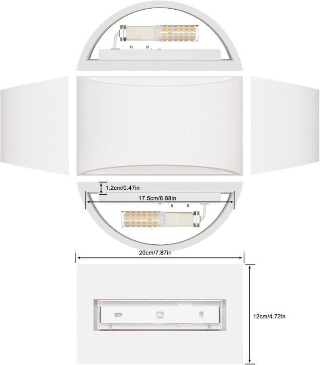 Picture of LED Wall Lights Indoor Modern White Plaster Wall Wash Lights 7W Warm White LED Sconce Up and Down Wall Lamp for Living Room, Bedroom, Hallway (G9 LED Bulb Include) [Energy Class D]