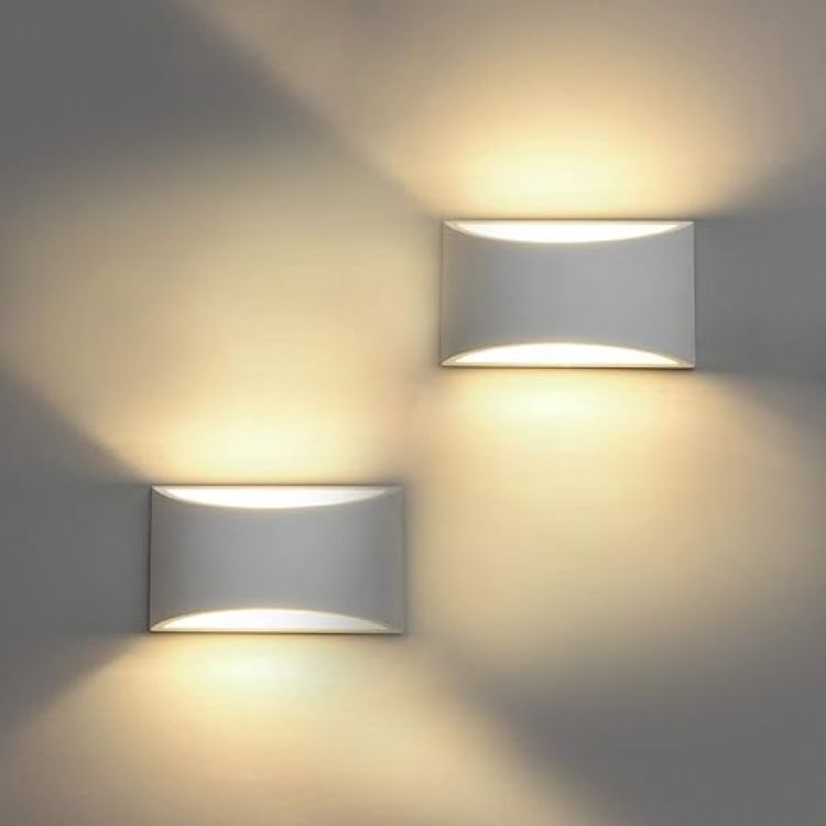 Picture of LED Wall Lights Indoor Modern White Plaster Wall Wash Lights 7W Warm White LED Sconce Up and Down Wall Lamp for Living Room, Bedroom, Hallway (G9 LED Bulb Include) [Energy Class D]