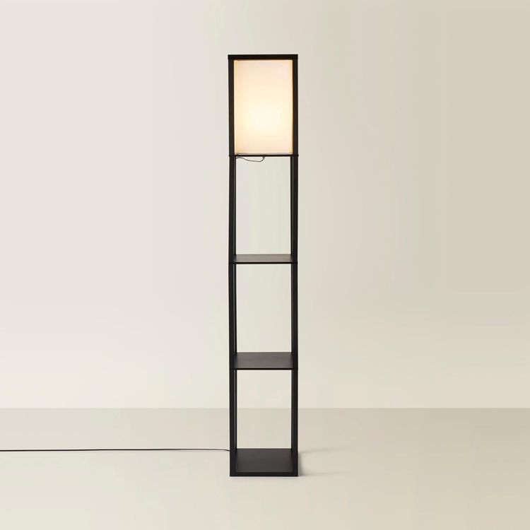 Picture of MiniSun | Black Wooden Floor Lamp with Shelves | Floor Lamps & Torchieres, Home Décor & Improvement Essential | Includes 10W GLS Bulb [3000K Warm White] [Energy Class E]