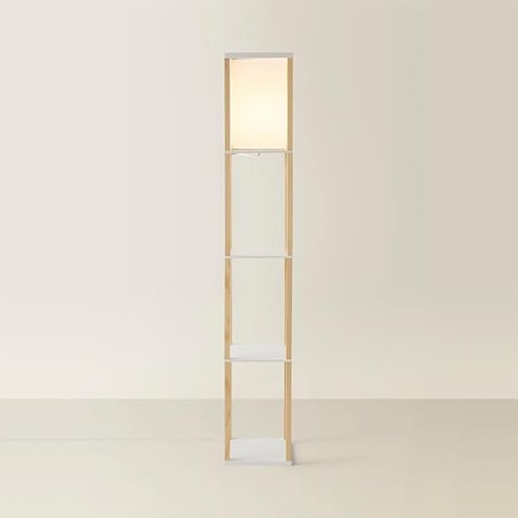 Picture of MiniSun | Black Wooden Floor Lamp with Shelves | Floor Lamps & Torchieres, Home Décor & Improvement Essential | Includes 10W GLS Bulb [3000K Warm White] [Energy Class E]