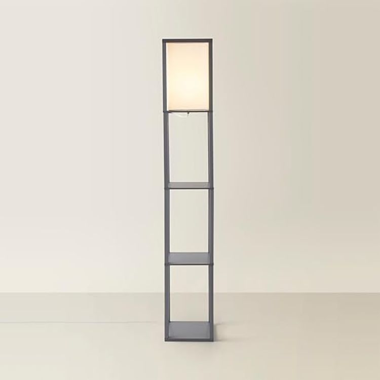 Picture of MiniSun | Black Wooden Floor Lamp with Shelves | Floor Lamps & Torchieres, Home Décor & Improvement Essential | Includes 10W GLS Bulb [3000K Warm White] [Energy Class E]