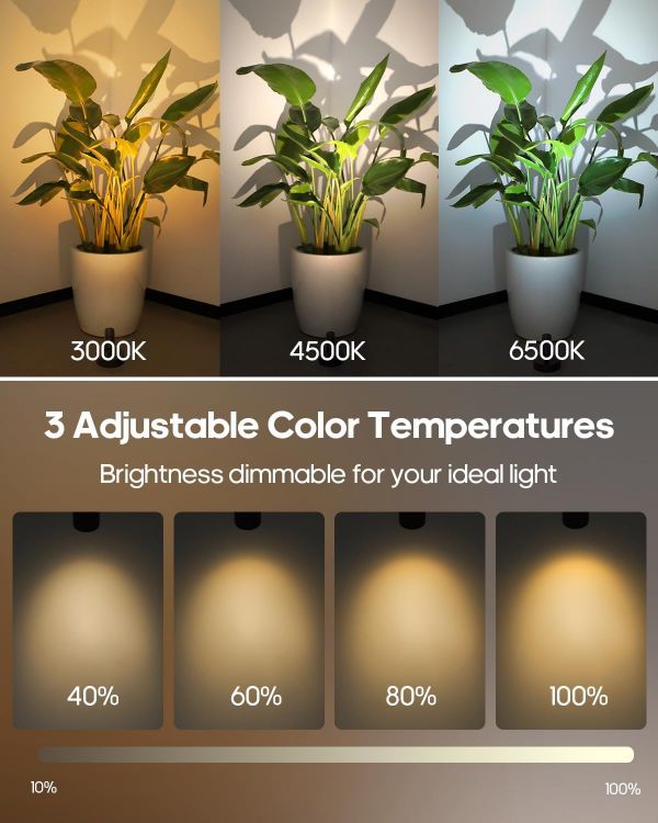 Picture of Battery Operated Spot Light Indoor with Remote, Up to 30 Days, 3 CCT | 360° Rotable, Dimmable Rechargeable Picture Light for Wall, Tree Spotlight Indoor, Uplighting Stick on Wall for Plant Artwork