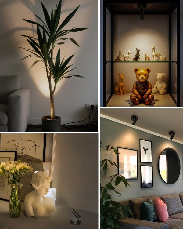 Picture of Battery Operated Spot Light Indoor with Remote, Up to 30 Days, 3 CCT | 360° Rotable, Dimmable Rechargeable Picture Light for Wall, Tree Spotlight Indoor, Uplighting Stick on Wall for Plant Artwork