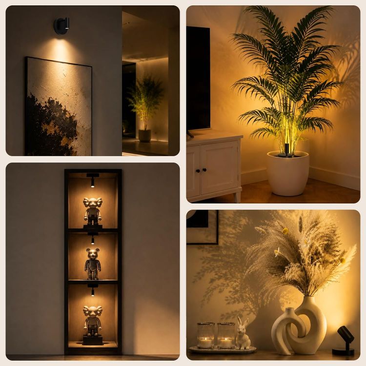 Picture of Rechargeable Wall Spotlight Indoor,24H Cycle Timer | 150LM | 10CM | 5500mAh | Dimmable Picture Lights for Wall,3CCT Painting Art Light with Remote,Uplighting Stick on Wall for Plant Artwork Display Tree [Energy Class F]