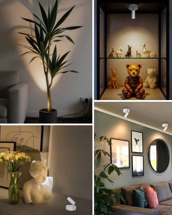 Picture of Battery Operated Spot Light Indoor with Remote, Up to 30 Days, 3 CCT | 360° Rotable, Dimmable Rechargeable Picture Light for Wall, Tree Spotlight Indoor, Uplighting Stick on Wall for Plant Artwork 