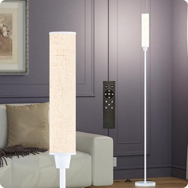 Picture of Dimmable Floor Lamp with Remote Control, Black | Floor Lamps For Living Room Bedroom Office,Adjustable Brightness & Color Temperature,LED Standing Lamp,Foot Switch [Energy Class E]