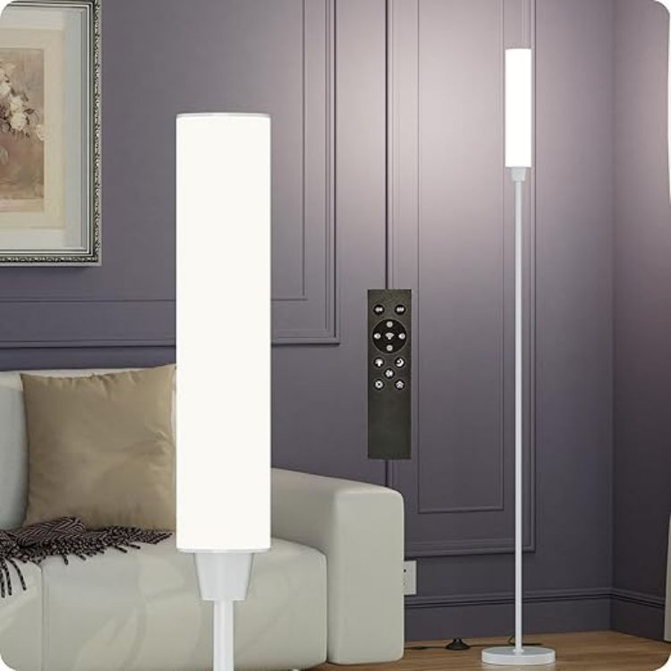 Picture of Dimmable Floor Lamp with Remote Control, Black | Floor Lamps For Living Room Bedroom Office,Adjustable Brightness & Color Temperature,LED Standing Lamp,Foot Switch [Energy Class E]
