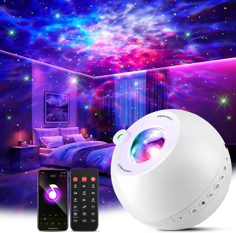 Picture of Galaxy Projector,15 Colors,Gifts Girl & Women & Boy, Birthday, White Noise | 7 Brightness,4 Speed,Green Star,Bluetooth,Romote,Timer,Teen,Bedroom Accessories,Decor,Relax,Party,Led Lights,Ocean,Lava Lamp