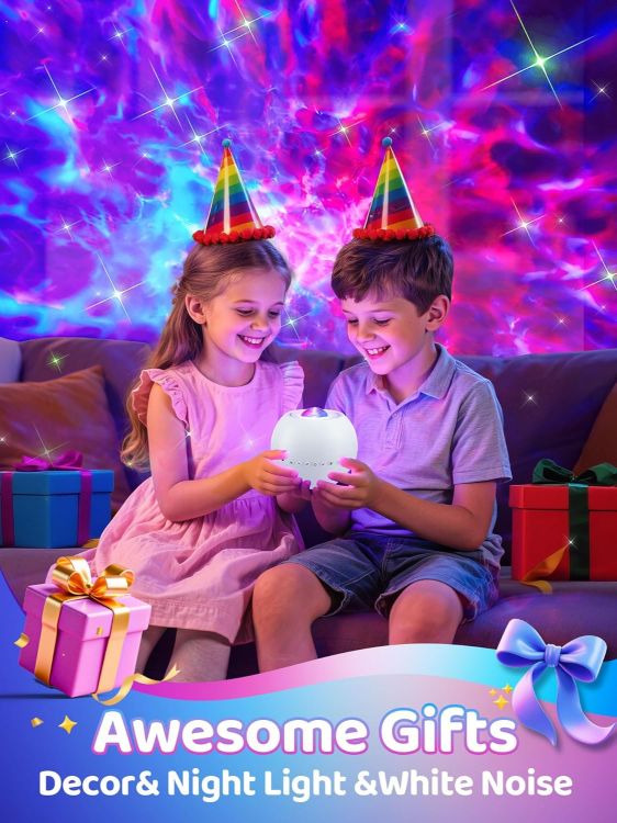 Picture of Galaxy Projector,15 Colors,Gifts Girl & Women & Boy, Birthday, White Noise | 7 Brightness,4 Speed,Green Star,Bluetooth,Romote,Timer,Teen,Bedroom Accessories,Decor,Relax,Party,Led Lights,Ocean,Lava Lamp