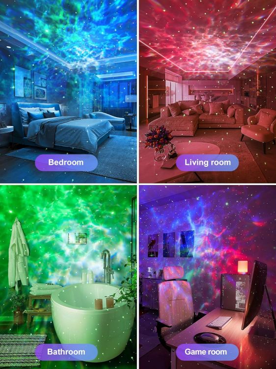 Picture of Galaxy Projector,15 Colors,Gifts Girl & Women & Boy, Birthday, White Noise | 7 Brightness,4 Speed,Green Star,Bluetooth,Romote,Timer,Teen,Bedroom Accessories,Decor,Relax,Party,Led Lights,Ocean,Lava Lamp