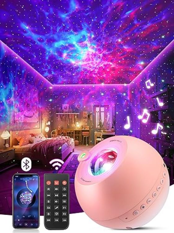 Picture of Galaxy Projector,15 Colors,Gifts Girl & Women & Boy, Birthday, White Noise | 7 Brightness,4 Speed,Green Star,Bluetooth,Romote,Timer,Teen,Bedroom Accessories,Decor,Relax,Party,Led Lights,Ocean,Lava Lamp