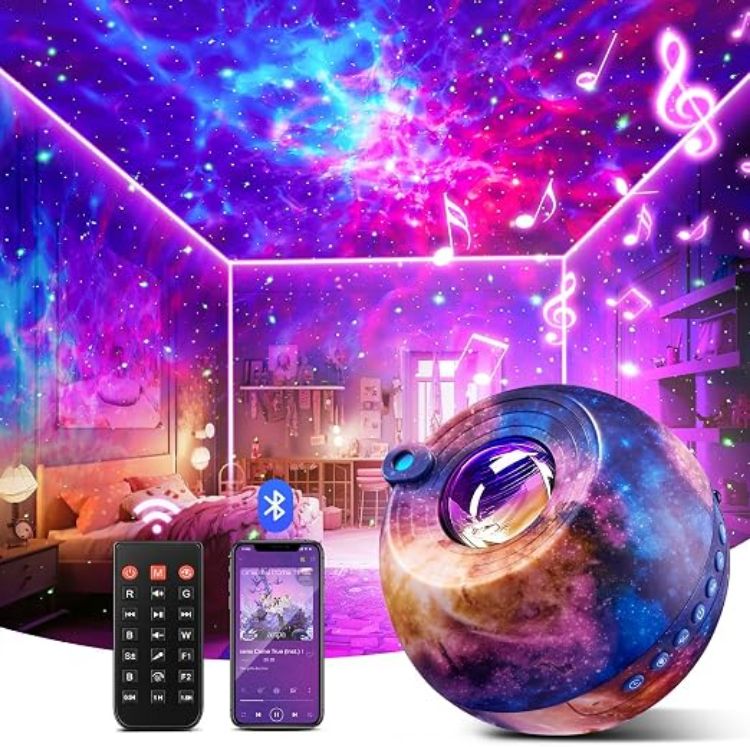 Picture of Galaxy Projector,15 Colors,Gifts Girl & Women & Boy, Birthday, White Noise | 7 Brightness,4 Speed,Green Star,Bluetooth,Romote,Timer,Teen,Bedroom Accessories,Decor,Relax,Party,Led Lights,Ocean,Lava Lamp