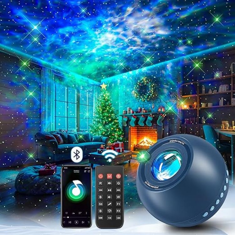 Picture of Galaxy Projector,15 Colors,Gifts Girl & Women & Boy, Birthday, White Noise | 7 Brightness,4 Speed,Green Star,Bluetooth,Romote,Timer,Teen,Bedroom Accessories,Decor,Relax,Party,Led Lights,Ocean,Lava Lamp