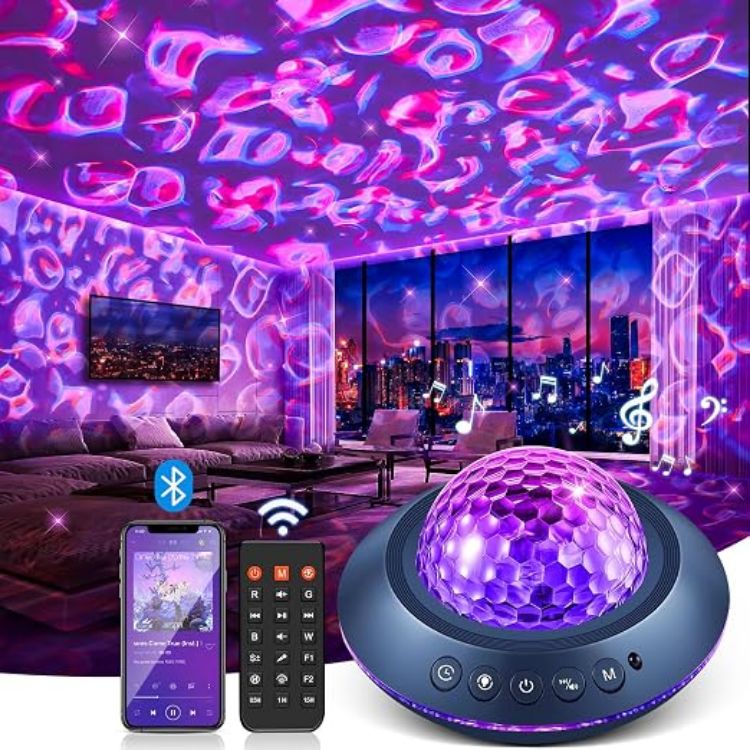 Picture of Galaxy Projector,15 Colors,Gifts Girl & Women & Boy, Birthday, White Noise | 7 Brightness,4 Speed,Green Star,Bluetooth,Romote,Timer,Teen,Bedroom Accessories,Decor,Relax,Party,Led Lights,Ocean,Lava Lamp