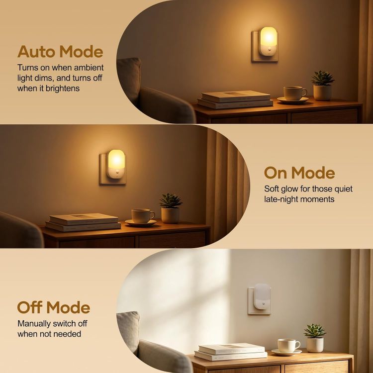 Picture of Night Light Plug in Wall, Dimmable Warm White 3000K LED Night Light with | Dusk to Dawn Sensor, Auto On Off, 5 Levels Brightness, Plug in Night Light for Hallway Bedroom Kids Nursery