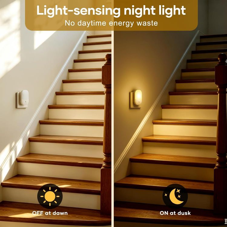 Picture of Night Light Plug in Wall, Dimmable Warm White 3000K LED Night Light with | Dusk to Dawn Sensor, Auto On Off, 5 Levels Brightness, Plug in Night Light for Hallway Bedroom Kids Nursery