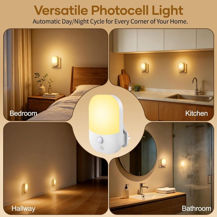 Picture of Night Light Plug in Wall, Dimmable Warm White 3000K LED Night Light with | Dusk to Dawn Sensor, Auto On Off, 5 Levels Brightness, Plug in Night Light for Hallway Bedroom Kids Nursery