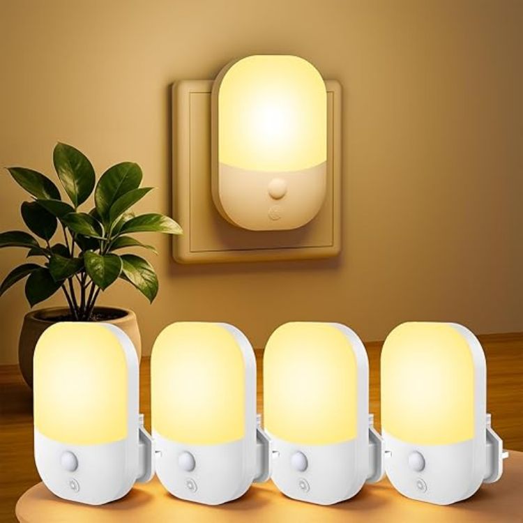 Picture of Night Light Plug in Wall, Dimmable Warm White 3000K LED Night Light with | Dusk to Dawn Sensor, Auto On Off, 5 Levels Brightness, Plug in Night Light for Hallway Bedroom Kids Nursery