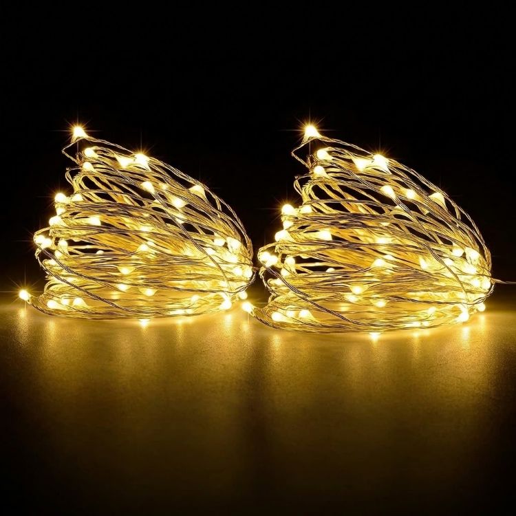 Picture of Fairy Lights, 2 PCS 50 LED Battery Operated String Lights Copper Wire Light for Indoor Outdoor Lighting, Bedroom, Wedding Decor, Party, Christmas, Tree Decoration(5M/16ft, WarmWhite)