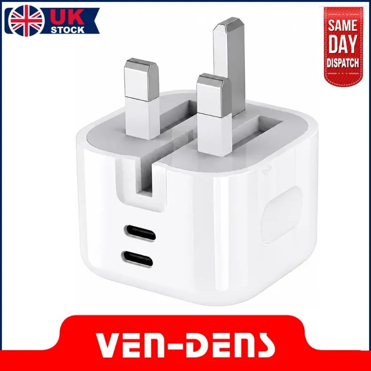 Picture of 45W VEN-DENS PD GaN USB C Charger Dual USB C Fast Charging Plug UK 3 Pin Adapter