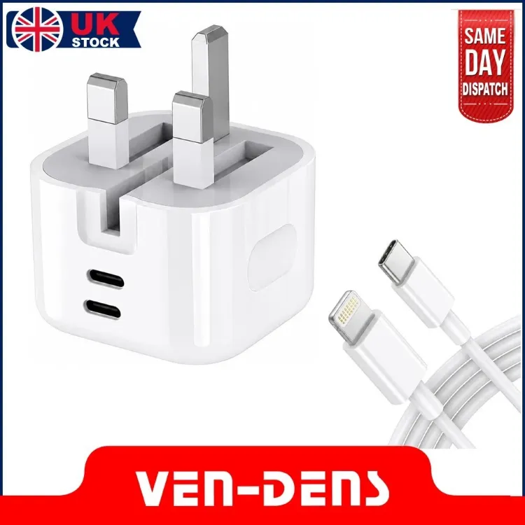 Picture of 45W VEN-DENS PD GaN USB C Charger Dual USB C Fast Charging Plug UK 3 Pin Adapter