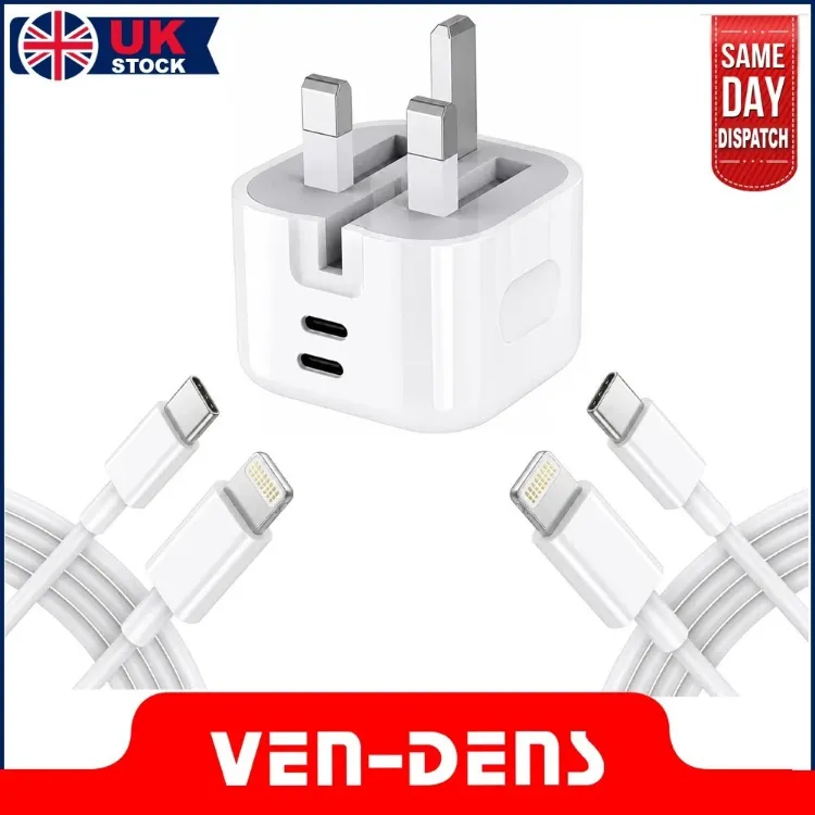 Picture of 45W VEN-DENS PD GaN USB C Charger Dual USB C Fast Charging Plug UK 3 Pin Adapter