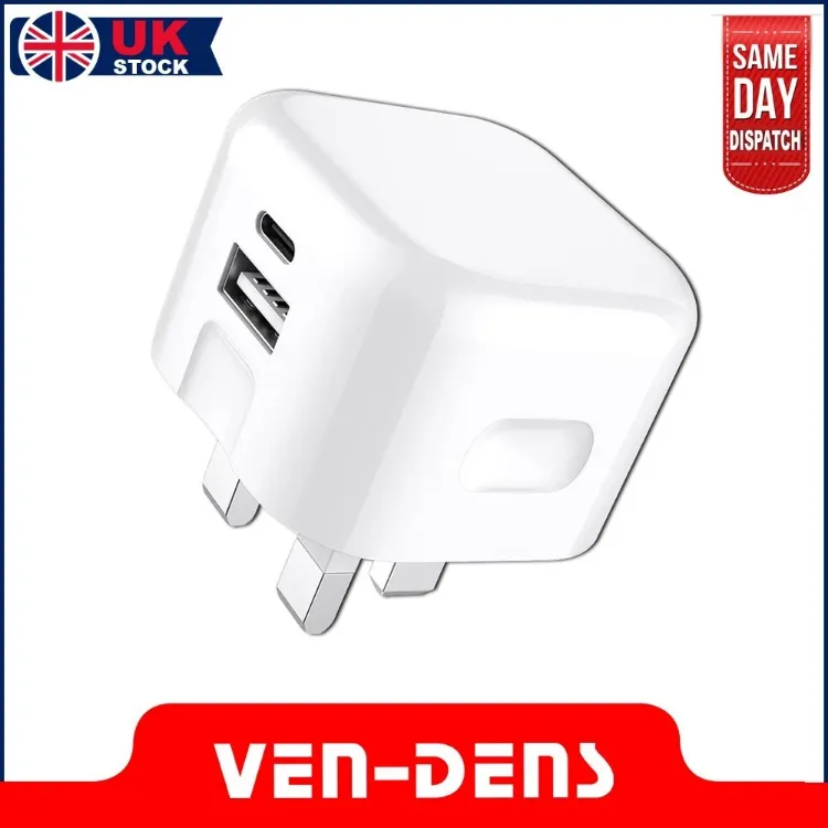 Picture of 20W USB C Fast Charger Plug Dual Port Wall Adapter with 4 in 1 Braided Cable