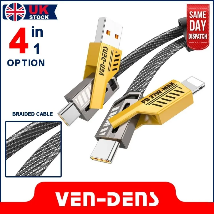 Picture of 20W USB C Fast Charger Plug Dual Port Wall Adapter with 4 in 1 Braided Cable