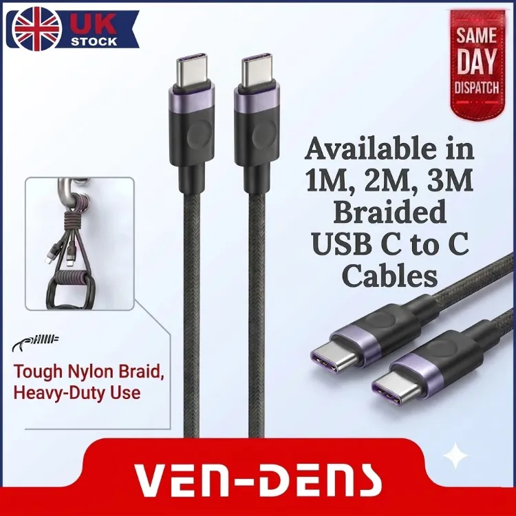 Picture of USB C to USB-C Charger Cable 60W Braided 1m, 2m, 3m, Cable For Iphone & Samsung