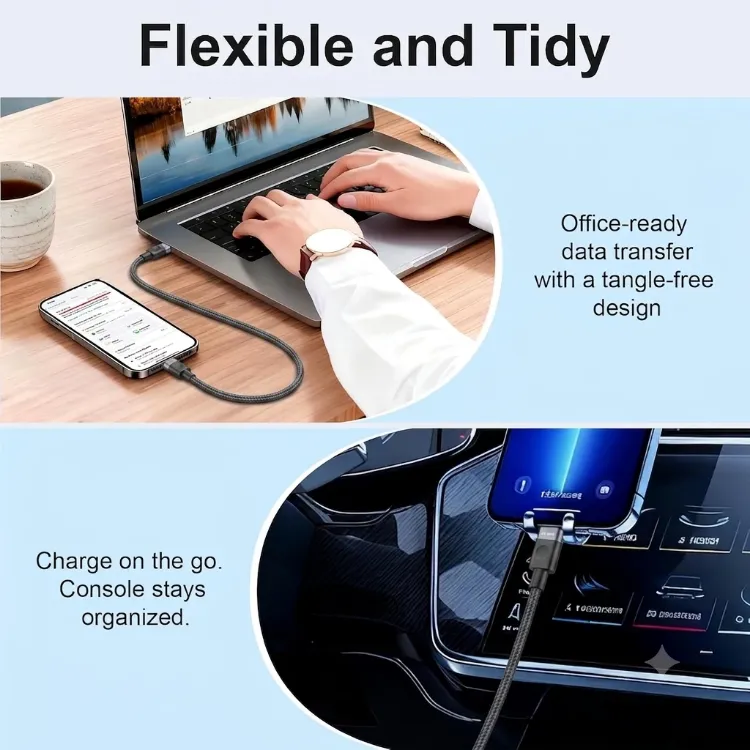 Picture of USB C to USB-C Charger Cable 60W Braided 1m, 2m, 3m, Cable For Iphone & Samsung