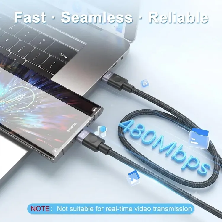 Picture of USB C to USB-C Charger Cable 60W Braided 1m, 2m, 3m, Cable For Iphone & Samsung
