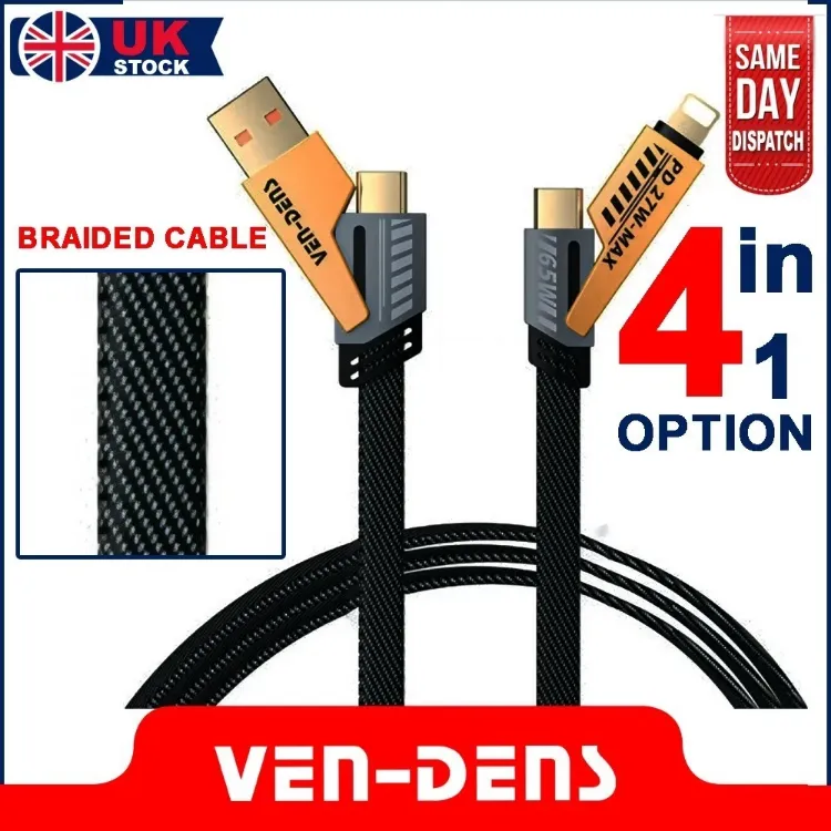 Picture of 4 in 1 Multi Charging Cable & 20w Dual Port Adapter For iPhone & Samsung Android