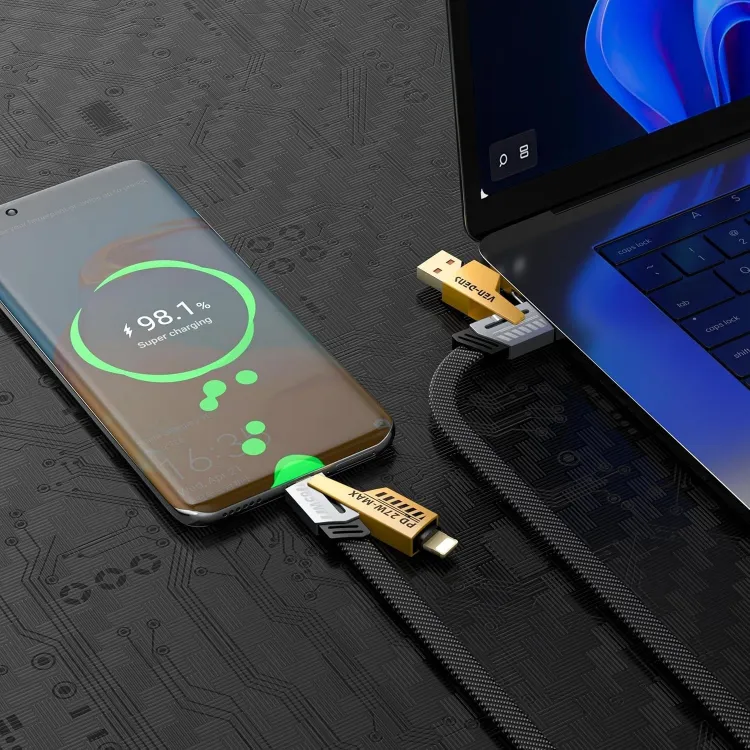 Picture of 4 in 1 Multi Charging Cable & 20w Dual Port Adapter For iPhone & Samsung Android
