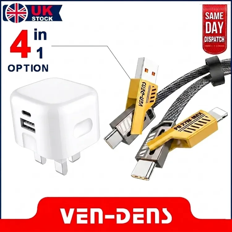 Picture of 4 in 1 Multi Charging Cable & 20w Dual Port Adapter For iPhone & Samsung Android