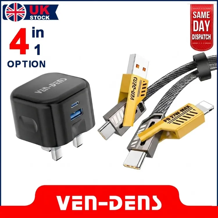Picture of 4 in 1 Multi Charging Cable & 20w Dual Port Adapter For iPhone & Samsung Android