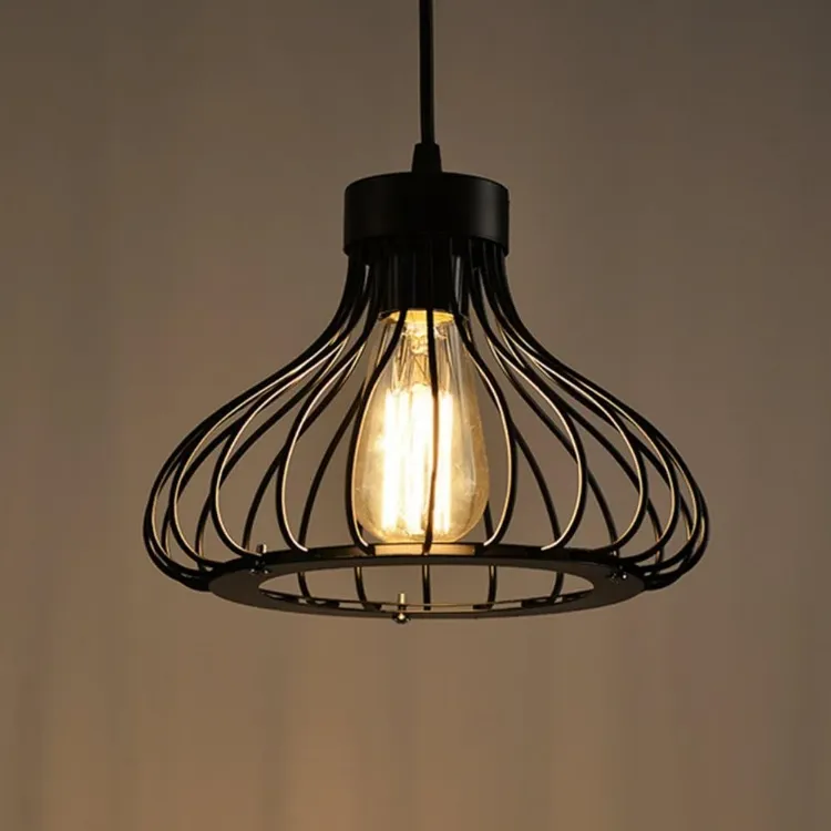 Picture of Industrial Retro Cage Ceiling Pendant Light, Vintage Hanging Lighting Fixture for Kitchen, Dining, and Loft Spaces