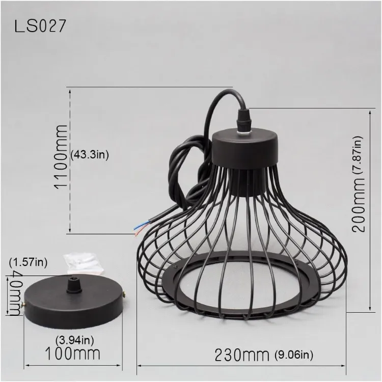 Picture of Industrial Retro Cage Ceiling Pendant Light, Vintage Hanging Lighting Fixture for Kitchen, Dining, and Loft Spaces
