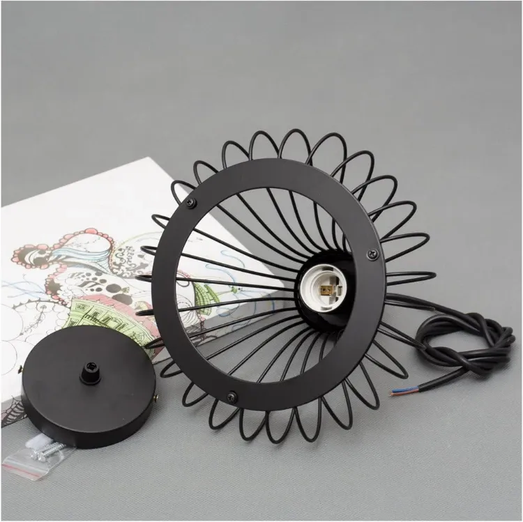 Picture of Industrial Retro Cage Ceiling Pendant Light, Vintage Hanging Lighting Fixture for Kitchen, Dining, and Loft Spaces