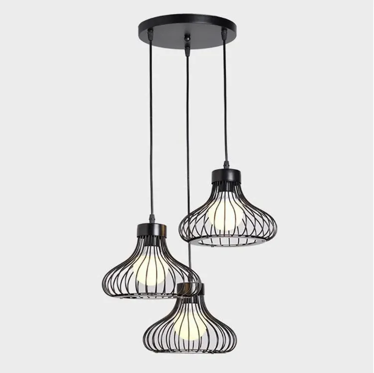 Picture of Industrial Retro Cage Ceiling Pendant Light, Vintage Hanging Lighting Fixture for Kitchen, Dining, and Loft Spaces