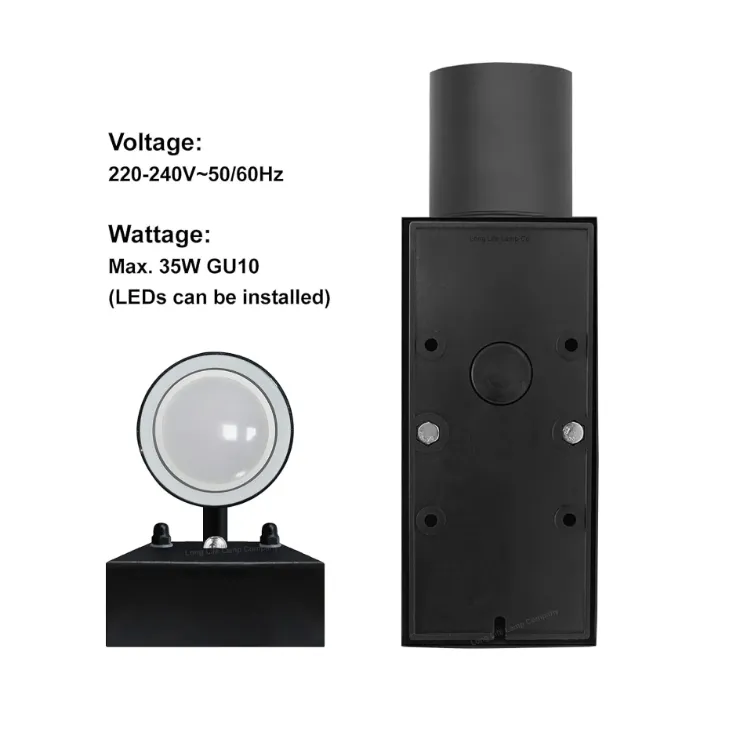 Picture of Black GU10 Up Down Wall Light Outdoor Modern Steel IP44