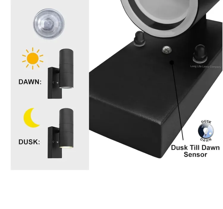 Picture of Black GU10 Up Down Wall Light Outdoor Modern Steel IP44