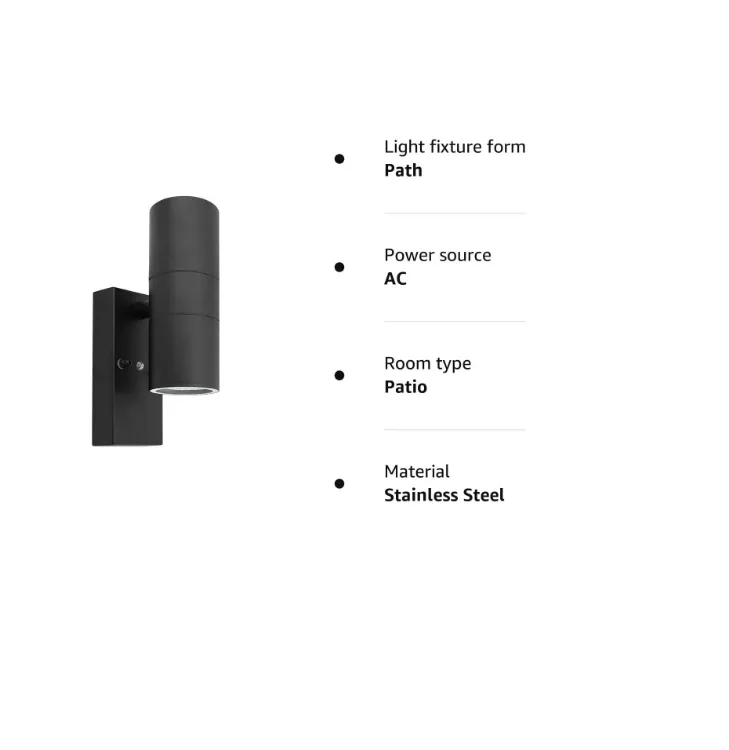Picture of Black GU10 Up Down Wall Light Outdoor Modern Steel IP44